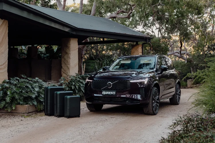 The July three-piece luggage set packed into the boot of the Volvo XC60