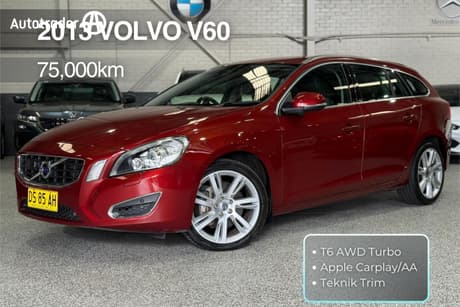Red 2013 Volvo V60 Wagon T6 Teknik