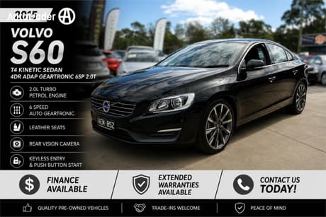 Black 2015 Volvo S60 Sedan T4 Kinetic