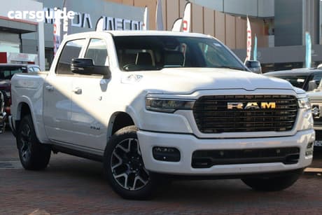 White 2024 RAM 1500 Crew Cab Utility Laramie Sport Rambox So H/Cane