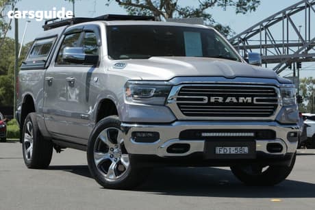 Silver 2023 RAM 1500 Crew Cab Utility Laramie Sport Rambox Mhev