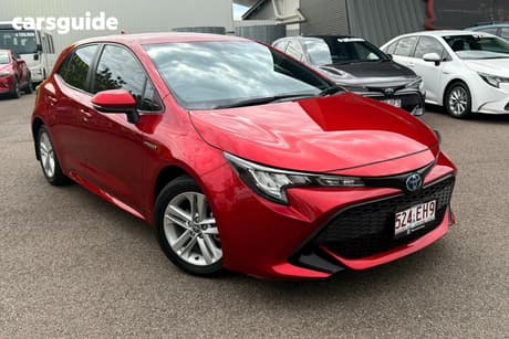 Red 2021 Toyota Corolla Hatchback Ascent Sport Hybrid