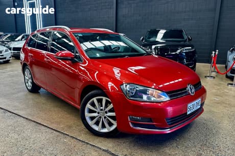 Red 2014 Volkswagen Golf Wagon 110 Tdi Highline