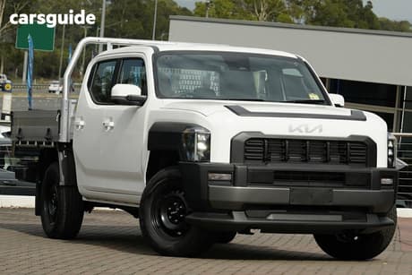 White 2025 Kia Tasman Double Cab Chassis S (4X4) Black Fender