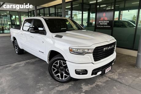 White 2024 RAM 1500 Crew Cab Utility Laramie Sport Rambox Mhev