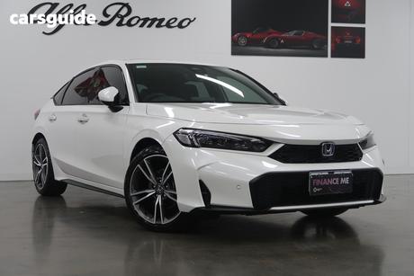 White 2025 Honda Civic Hatchback E:Hev Lx