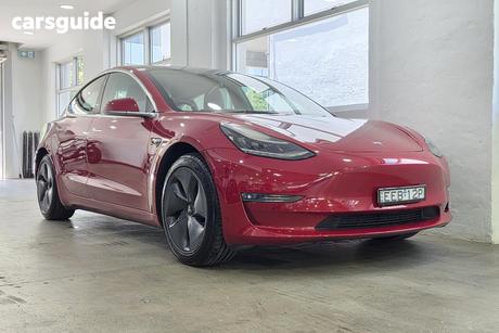 Red 2019 Tesla Model 3 Sedan Long Range Awd