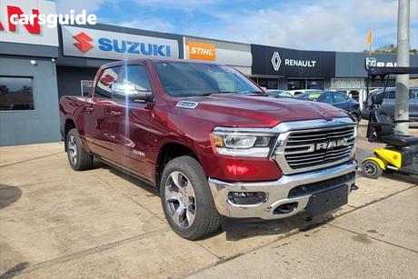 White 2023 RAM 1500 Crew Cab Utility Laramie (W/Sunroof) Mhev