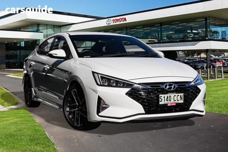 White 2019 Hyundai Elantra Sedan Sport (Black)