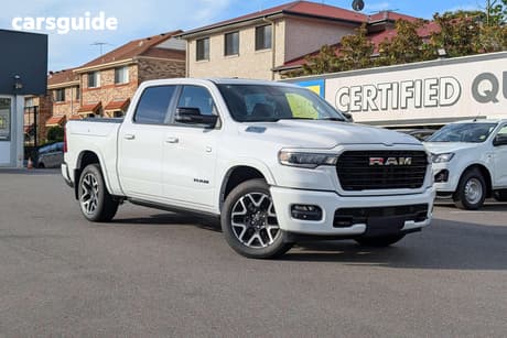White 2024 RAM 1500 Crew Cab Utility Laramie Sport Rambox So H/Cane