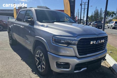 Silver 2024 RAM 1500 Crew Cab Utility Laramie Sport Rambox So H/Cane