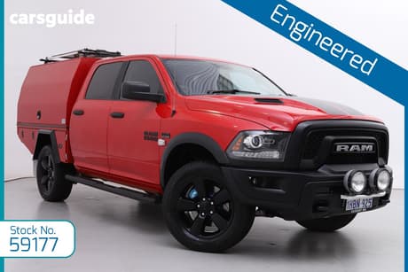 Red 2020 RAM 1500 Crew Cab Utility Warlock (White/Red/Pat Blue)