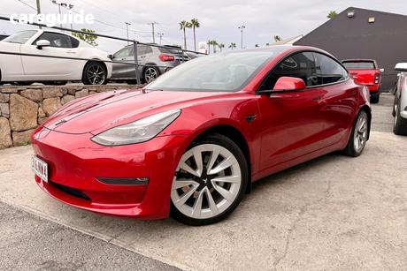 Red 2021 Tesla Model 3 Sedan Long Range Awd