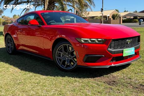 Red 2025 Ford Mustang Fastback Ecoboost