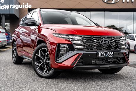 Red 2026 Hyundai Tucson Wagon Premium Hybrid (Awd)