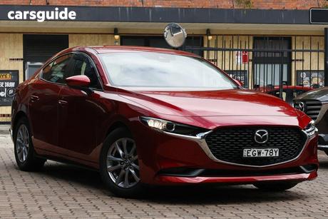 Red 2020 Mazda 3 Sedan G20 Pure