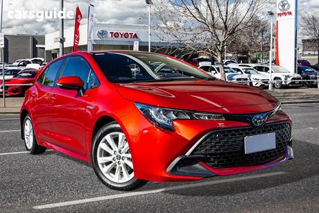 Red 2022 Toyota Corolla Hatchback Ascent Sport Hybrid