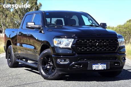 Black 2023 RAM 1500 Crew Cab Utility Big Horn (6-4 Tub) Mhev (4X4)