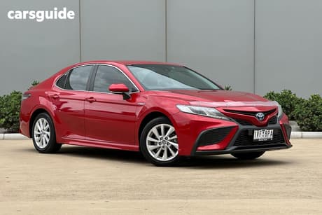 Red 2021 Toyota Camry Sedan Ascent Sport Hybrid
