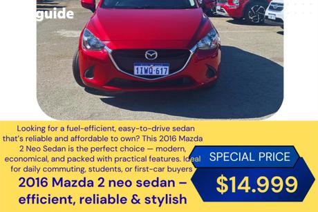 Red 2016 Mazda 2 Sedan Neo