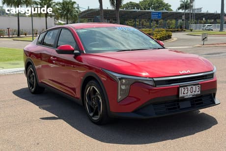 Red 2025 Kia K4 Sedan Sport+