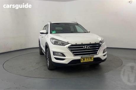 White 2020 Hyundai Tucson Wagon Elite (Awd) Beige Int