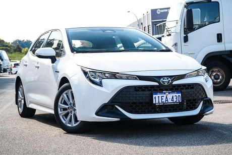 White 2023 Toyota Corolla Hatchback Ascent Sport Hybrid