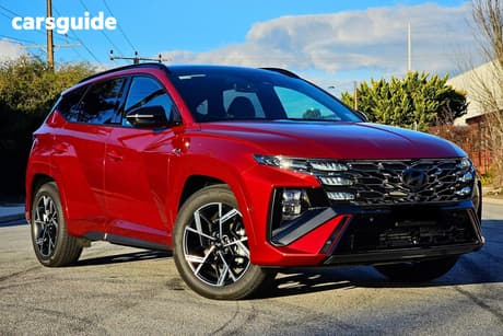 Red 2025 Hyundai Tucson Wagon Premium N Line Hybrid (Awd)