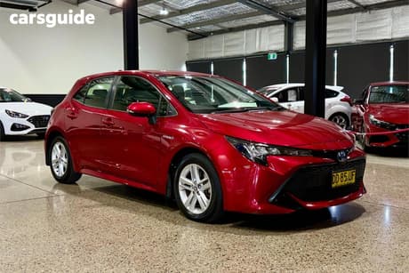 Red 2022 Toyota Corolla Hatchback Ascent Sport Hybrid