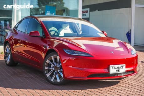 Red 2024 Tesla Model 3 Sedan Long Range