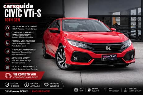 Red 2017 Honda Civic Hatchback Vti-S