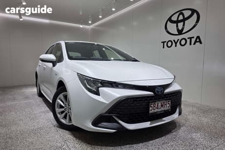 White 2025 Toyota Corolla Hatchback Ascent Sport Hybrid