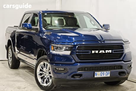 Blue 2024 RAM 1500 Crew Cab Utility Laramie Sport Rambox Mhev