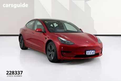 Red 2022 Tesla Model 3 Sedan Rear-Wheel Drive