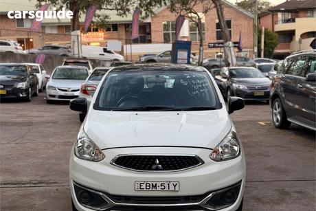 White 2019 Mitsubishi Mirage Hatchback Black Edition Sam