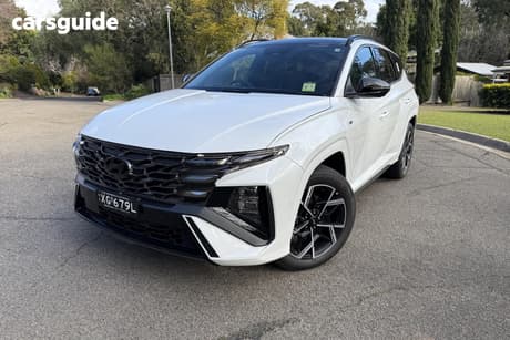 White 2026 Hyundai Tucson Wagon Premium N Line Hybrid (Awd)