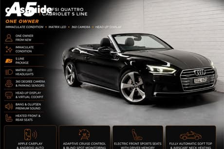 Black 2019 Audi A5 Cabriolet 45 Tfsi Quattro S Tronic Sport