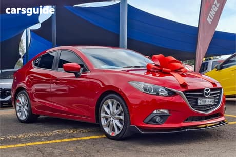 Red 2014 Mazda 3 Sedan Sp25