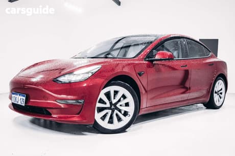 Red 2021 Tesla Model 3 Sedan Long Range Awd