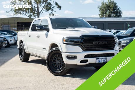 White 2022 RAM 1500 Crew Cab Utility Limited Rambox (Hybrid)