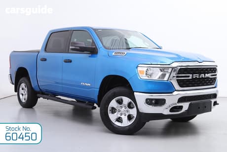 Blue 2024 RAM 1500 Crew Cab Utility Big Horn (5-7 Tub) Mhev (4X4)