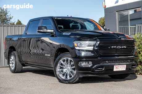 Black 2023 RAM 1500 Crew Cab Utility Laramie Sport Rambox Mhev