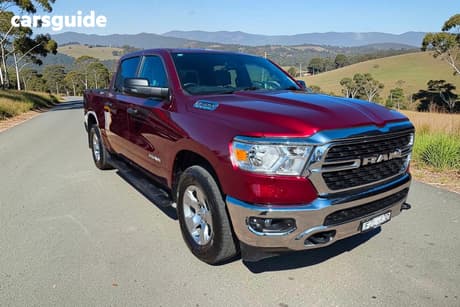 Red 2023 RAM 1500 Crew Cab Utility Big Horn (5-7 Tub) Mhev (4X4)