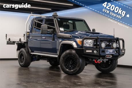 Blue 2020 Toyota Landcruiser Double Cab Chassis Gxl