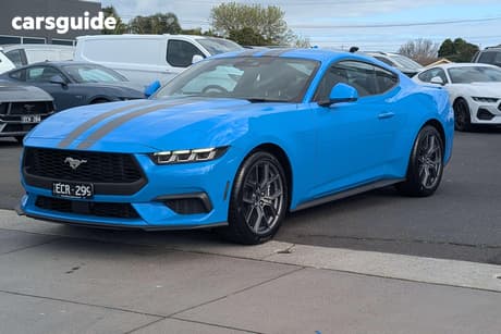 Blue 2025 Ford Mustang Fastback Ecoboost