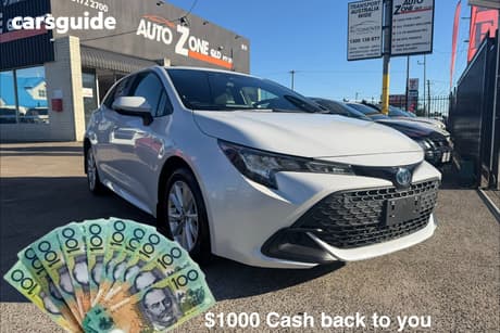 White 2023 Toyota Corolla Hatchback Ascent Sport + Conv Pk Hybrid