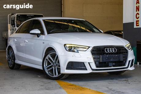White 2019 Audi A3 Sedan 35 Tfsi S Line Plus