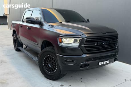 Grey 2024 RAM 1500 Crew Cab Utility Laramie Sport Rambox Mhev