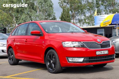 Red 2015 Skoda Rapid Spaceback Wagon Ambition 90 Tsi