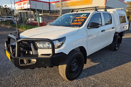 White 2021 Toyota Hilux Double Cab Chassis Workmate (4X4)